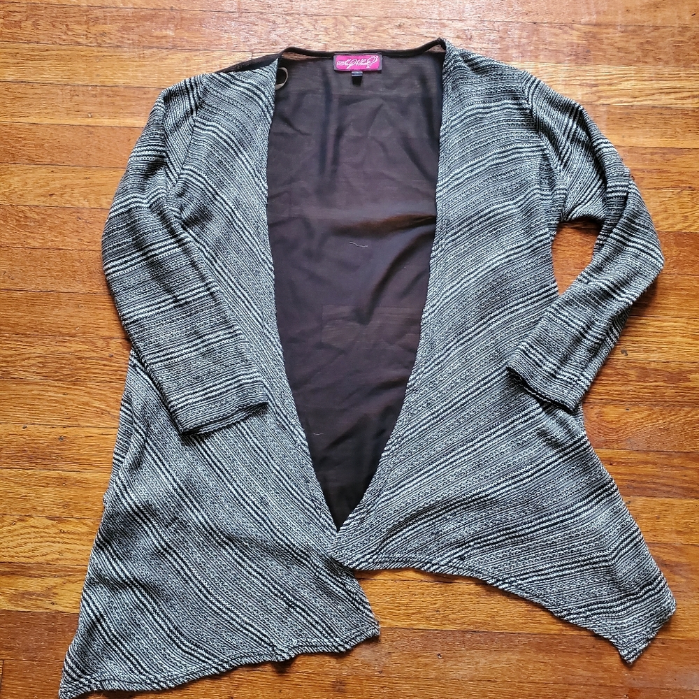 Black and White Mesh Cardigan